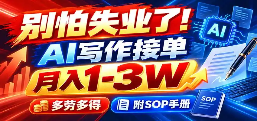 别怕失业了！AI写作接单月入1-3W，多劳多得，附SOP手册-小创项目网