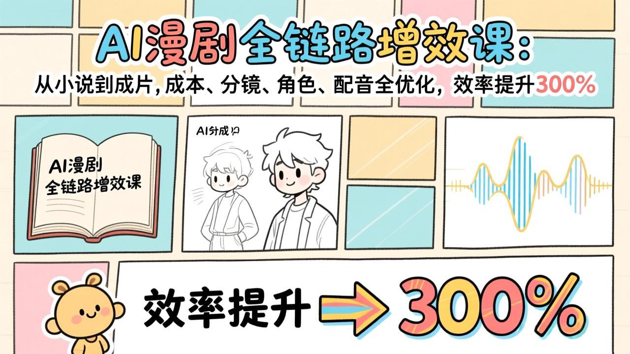 AI漫剧全链路增效课：从小说到成片，成本、分镜、角色、配音全优化，效率提升300%-小创项目网