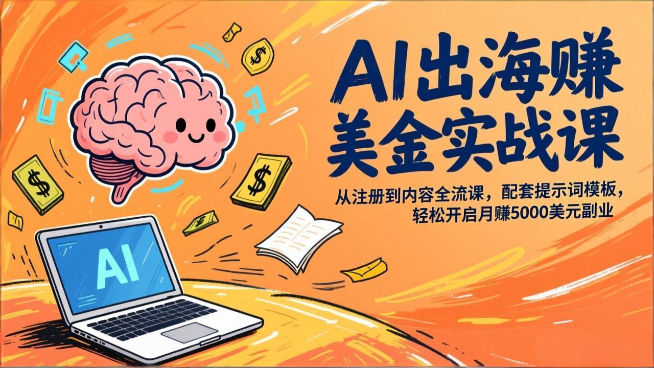 AI出海赚美金实战课，从注册到内容全流程，配套提示词模板，轻松开启月赚5000美元副业-小创项目网