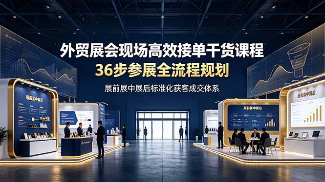 外贸展会现场高效接单干货课程，36步参展全流程规划，展前展中展后标准化获客成交体系-小创项目网