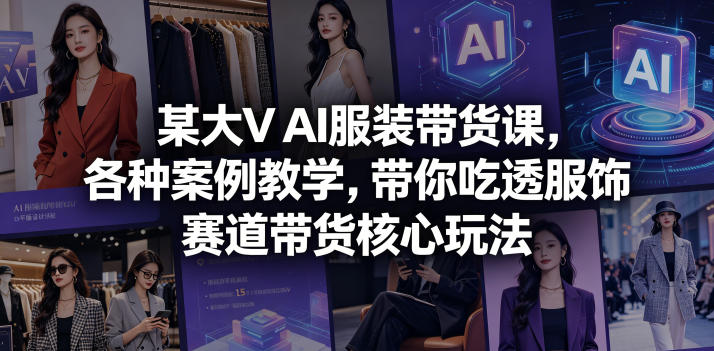某大V AI服装带货课，各种案例教学，带你吃透服饰赛道带货核心玩法-小创项目网