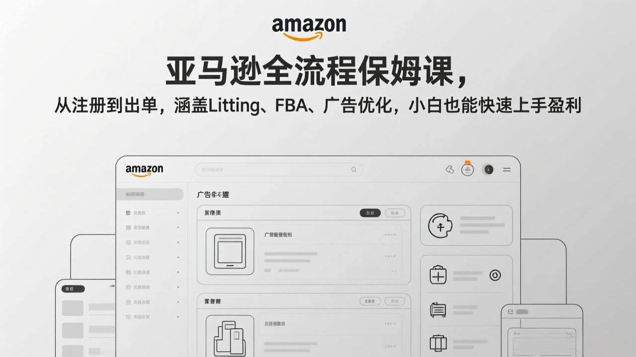 亚马逊全流程保姆课，从注册到出单，涵盖Listing、FBA、广告优化，小白也能快速上手盈利-小创项目网