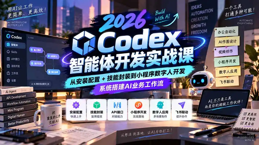 2026Codex智能体开发实战课：从安装配置+技能封装到小程序数字人开发，系统搭建AI业务工作流-小创项目网
