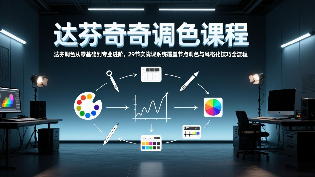 达芬奇调色从零基础到专业进阶，29节实战课系统覆盖节点调色与风格化技巧全流程-小创项目网