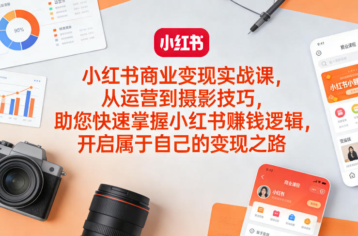 小红书商业变现实战课，从运营到摄影技巧，助您快速掌握小红书賺钱逻辑，开启属于自己的变现之路-小创项目网