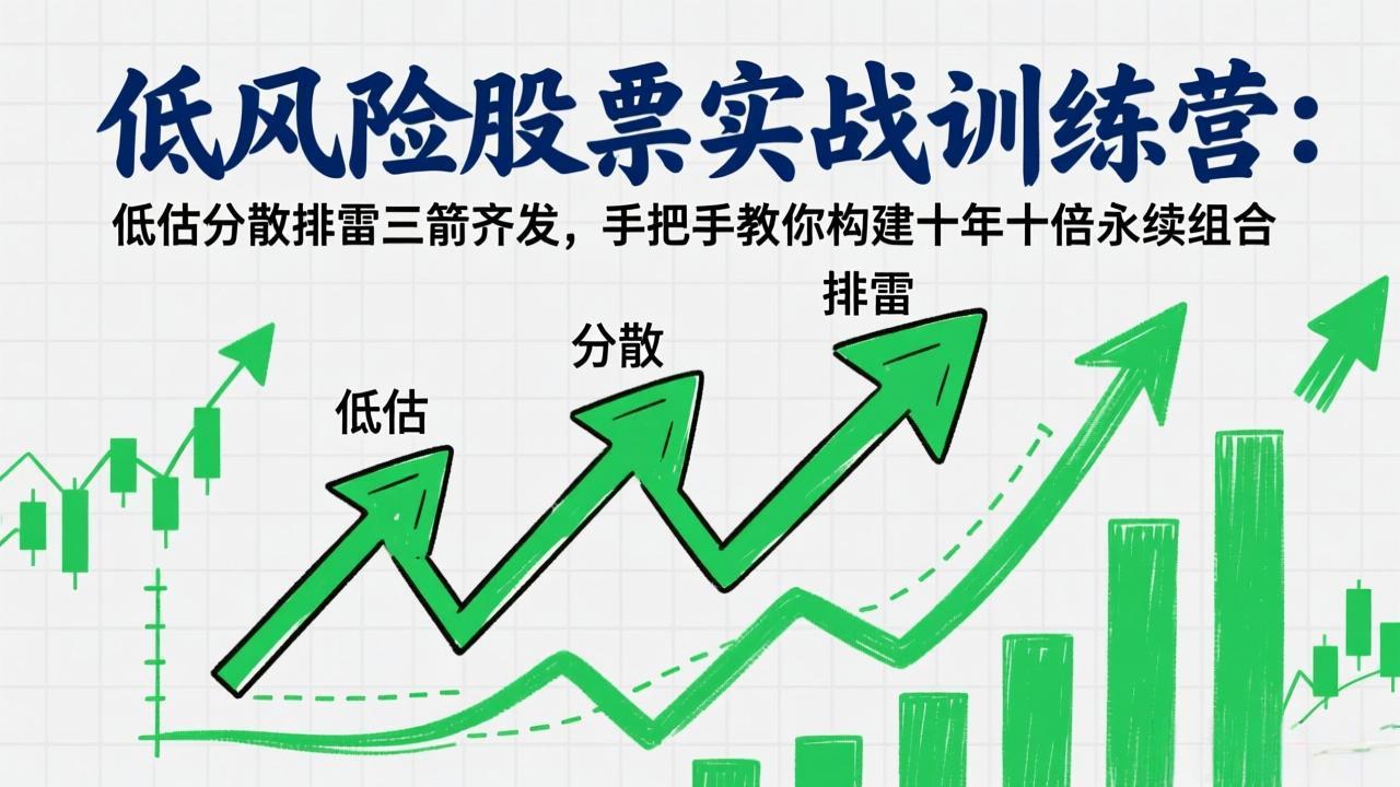 低风险股票实战训练营：低估分散排雷三箭齐发，手把手教你构建十年十倍永续组合-小创项目网