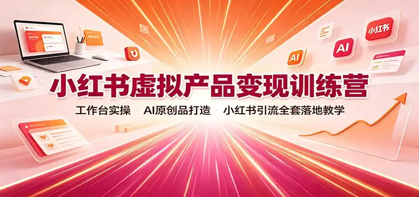 小红书虚拟产品变现训练营：工作台实操，AI原创品打造，小红书引流全套落地教学-小创项目网