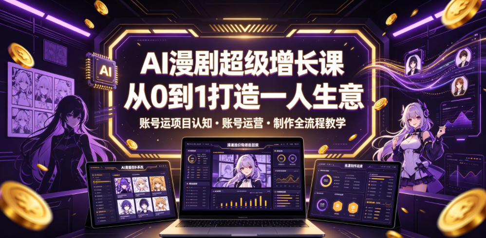 AI漫剧超级增长课，从0到1打造一人生意，项目认知・账号运营・制作全流程教学-小创项目网