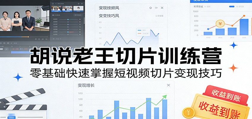 胡说老王切片训练营,零基础快速掌握短视频切片变现技巧-小创项目网