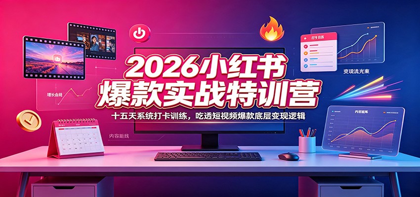 2026小红书爆款实战特训营：十五天系统打卡训练，吃透短视频爆款底层变现逻辑-小创项目网