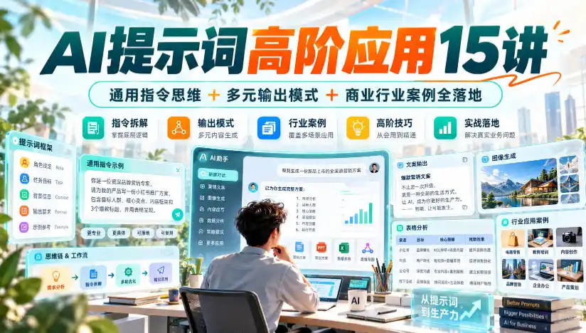 AI提示词高阶应用15讲｜通用指令思维+多元输出模式+商业行业案例全落地-小创项目网