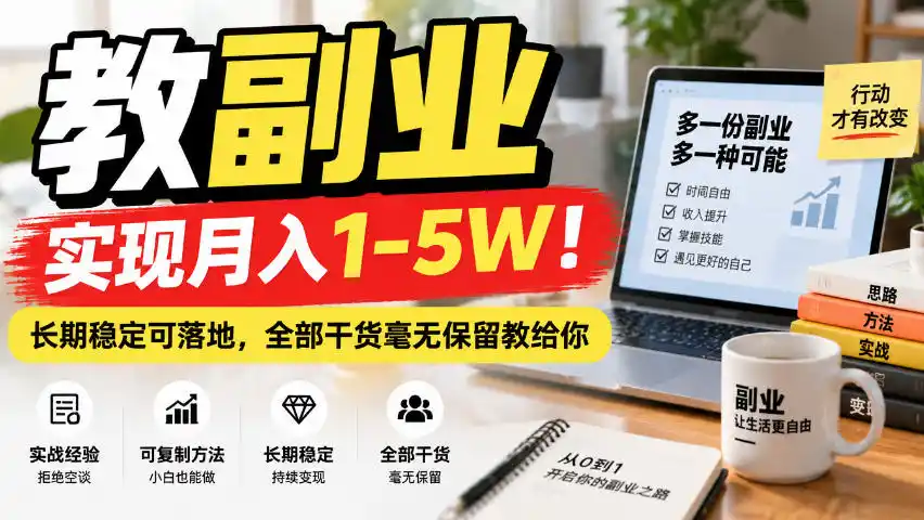 “教副业”实现月入1-5W！长期稳定可落地，全部干货毫无保留教给你【揭秘】-小创项目网