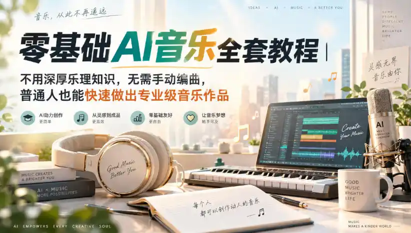 零基础AI音乐全套教程｜不用深厚乐理知识，无需手动编曲，普通人也能快速做出专业级音乐作品-小创项目网