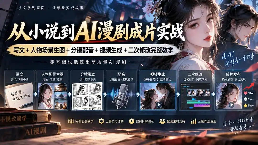 从小说到AI漫剧成片实战：写文+人物场景生图+分镜配音+视频生成+二次修改完整教学-小创项目网