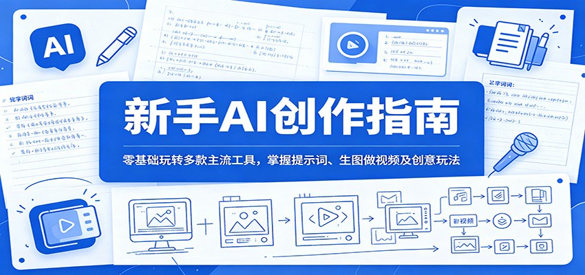 新手AI创作指南：零基础玩转多款主流工具，掌握提示词、生图做视频及创意玩法-小创项目网