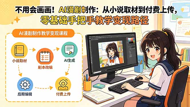 不用会画画！AI漫剧制作：从小说取材到付费上传，零基础手把手教学变现路径(更新-小创项目网
