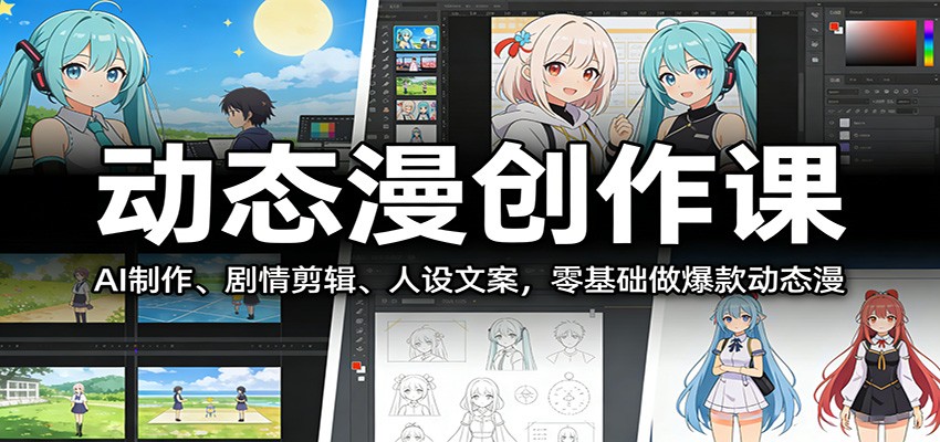 动态漫创作课：AI制作、剧情剪辑、人设文案，零基础做爆款动态漫-小创项目网