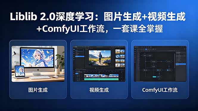 Liblib 2.0深度学习：图片生成+视频生成+ComfyUI工作流，一套课全掌握-小创项目网