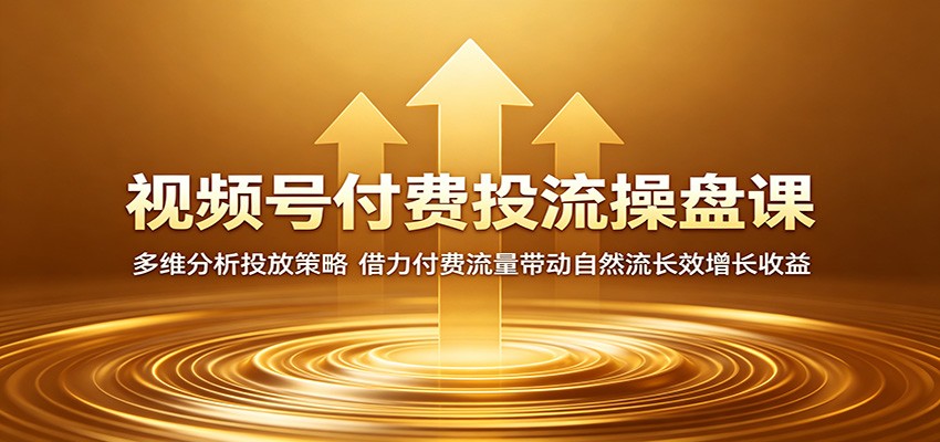 视频号付费投流操盘课:多维分析投放策略,借力付费流量带动自然流长效增长收益-小创项目网