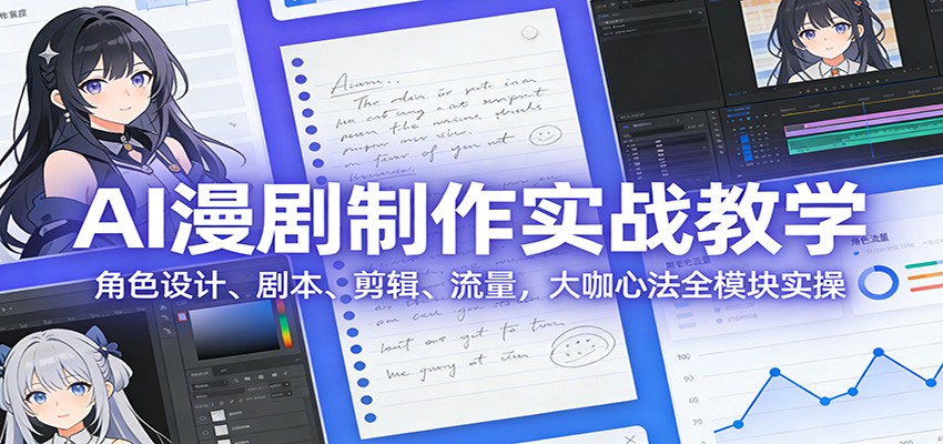 AI 漫剧制作实战教学：角色设计、剧本、剪辑、流量，大咖心法全模块实操-小创项目网