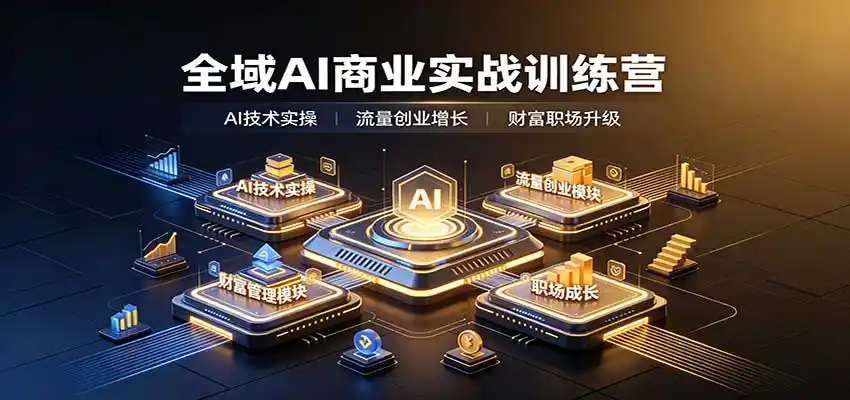全域AI商业实战训练营：涵盖AI技术实操、流量创业、财富管理与职场成长全体系内容-小创项目网