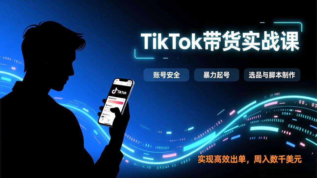 TikTok带货实战课，涵盖账号安全、暴力起号、选品与脚本制作，实现高效出单，周入数千美元-小创项目网