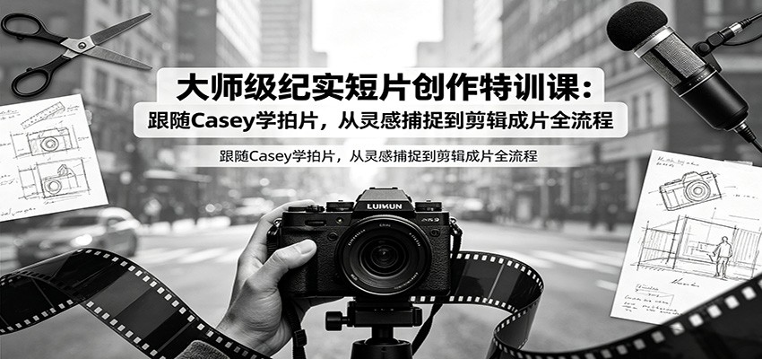 大师级纪实短片创作特训课：跟随Casey学拍片，从灵感捕捉到剪辑成片全流程-小创项目网