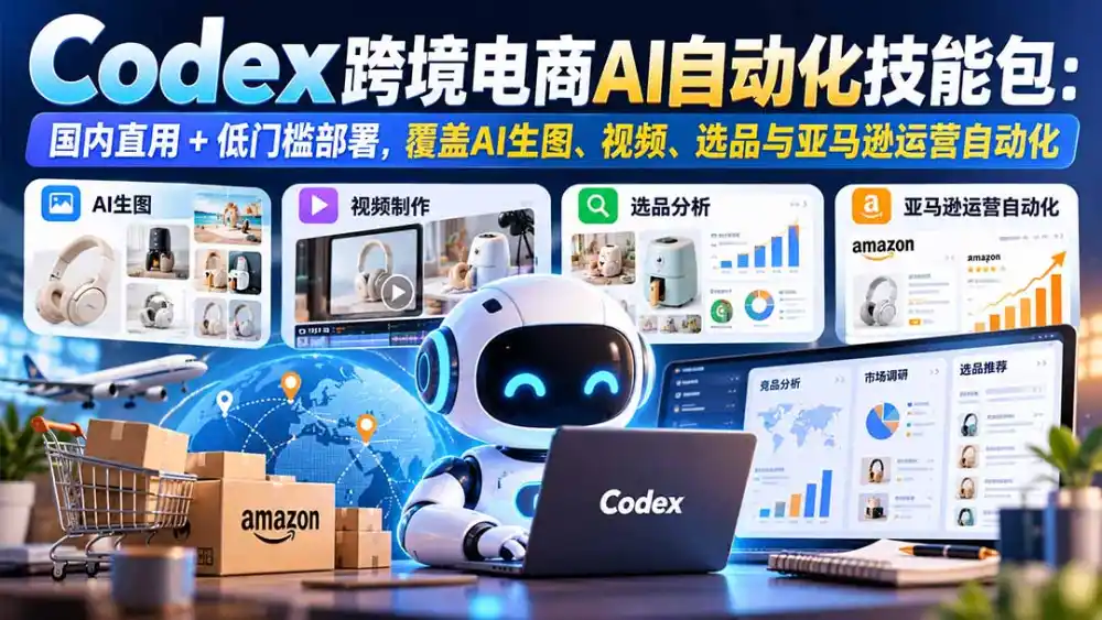 【无水印】Codex跨境电商AI自动化技能包：国内直用+低门槛部署，覆盖AI生图、视频、选品与亚马逊运营自动化-小创项目网