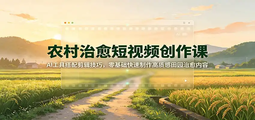 农村治愈短视频创作课：AI工具搭配剪辑技巧，零基础快速制作高质感田园治愈内容-小创项目网