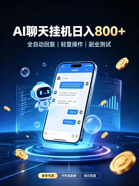 AI聊天挂G项目，日入800➕，全自动操作，适用个人副业，支持工作室矩阵操作【揭秘】-小创项目网