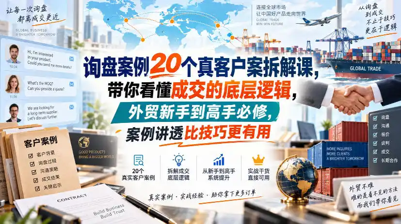 询盘案例20个真客户案拆解课，带你看懂成交的底层逻辑，外贸新手到高手必修，案例讲透比技巧更有用-小创项目网