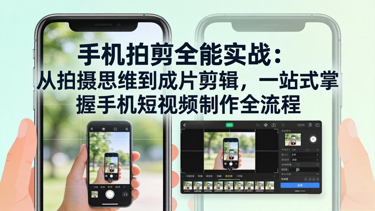 手机拍剪全能实战：从拍摄思维到成片剪辑，一站式掌握手机短视频制作全流程-小创项目网