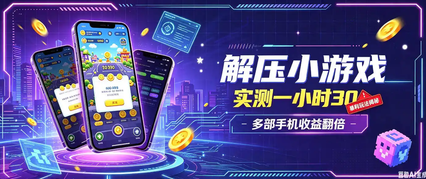 小游戏全流程玩法，实测一小时搞30，简单无脑解压，当天做当天就能看到进账，直接冲就行【揭秘】-小创项目网