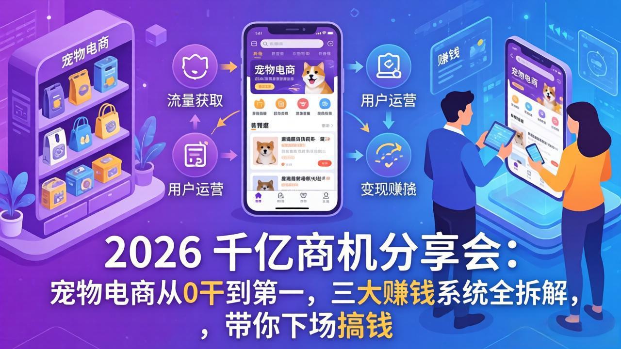 2026 千亿商机分享会：宠物电商从0干到第一，三大赚钱系统全拆解，带你下场搞钱-小创项目网