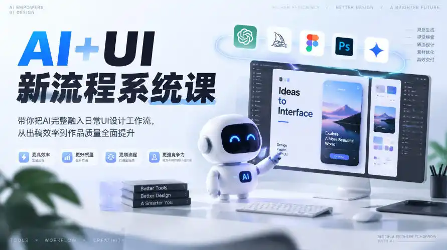 【无水印】AI+UI新流程系统课，带你把AI完整融入日常UI设计工作流，从出稿效率到作品质量全面提升(2026第4期)-小创项目网