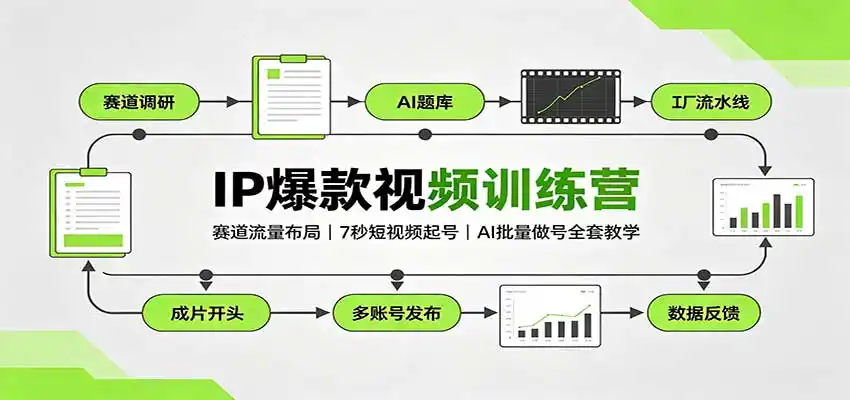 IP爆款视频训练营：赛道流量布局，7秒短视频起号，AI批量做号全套教学-小创项目网