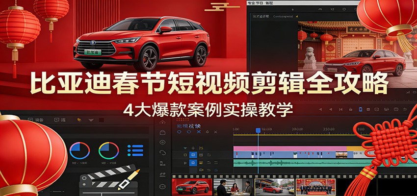比亚迪春节短视频剪辑全攻略，4大爆款案例实操教学-小创项目网