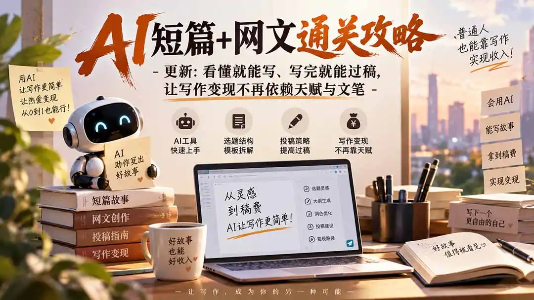 AI短篇+网文通关攻略-更新1009：看懂就能写、写完就能过稿，让写作变现不再依赖天赋与文笔-小创项目网