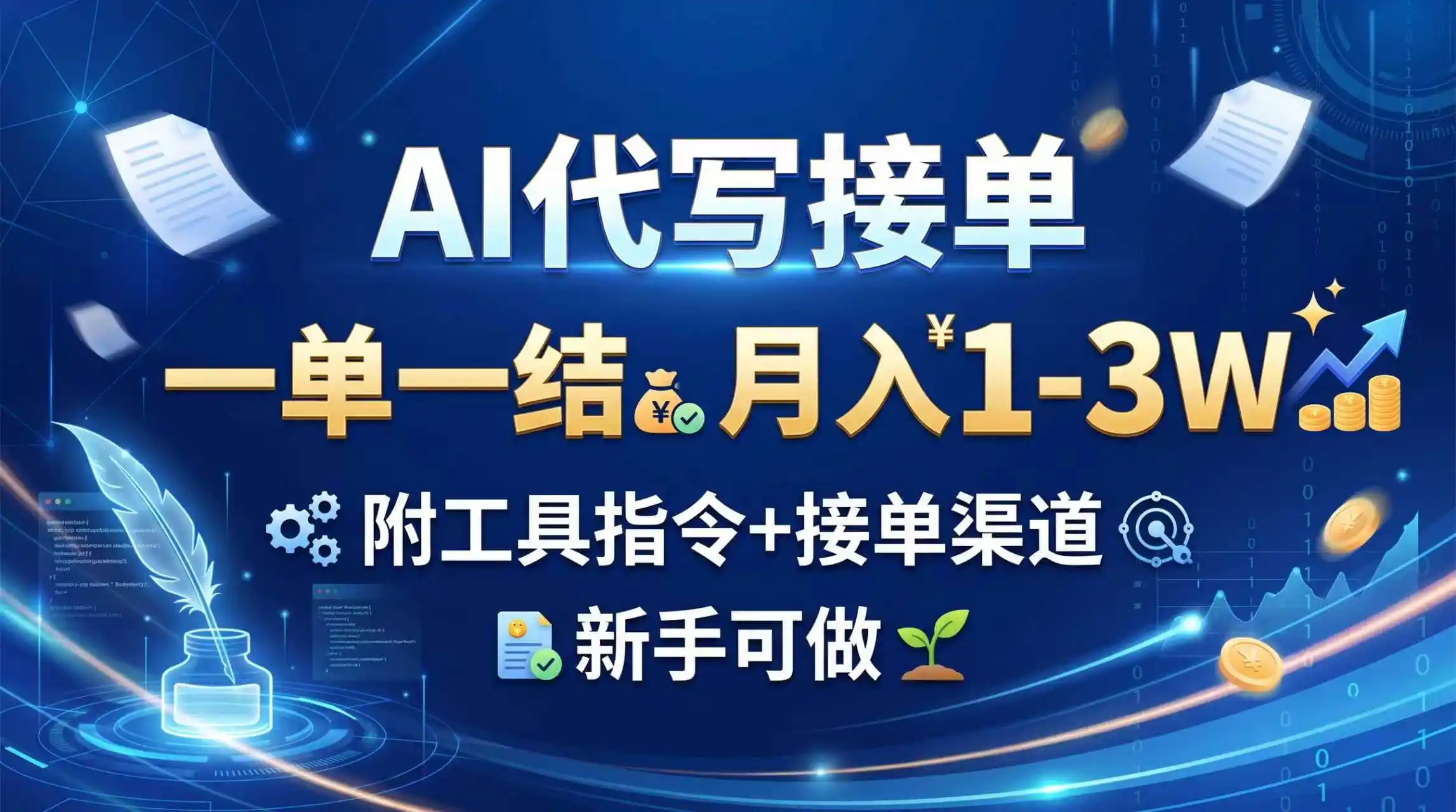 AI代写接单，一单一结，月入1-3W，附工具指令+接单渠道，新手可做-小创项目网