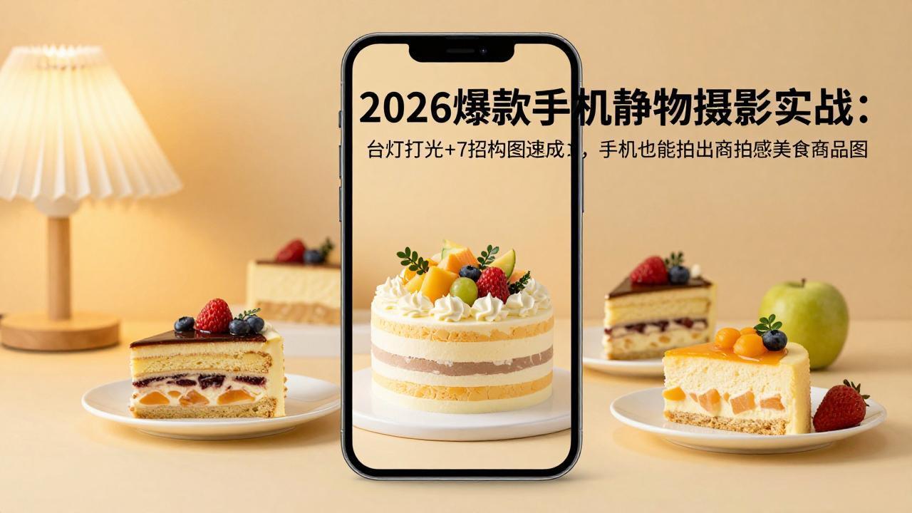 2026爆款手机静物摄影实战：台灯打光+7招构图速成，手机也能拍出商拍感美食商品图-小创项目网