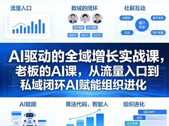 AI驱动的全域增长实战课，老板的AI课，从流量入口到私域闭环AI赋能组织进化(26年3月12-14日)-小创项目网