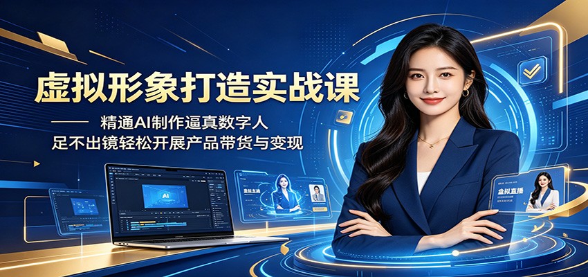 虚拟形象打造实战课：精通AI制作逼真数字人，足不出镜轻松开展产品带货与变现-小创项目网