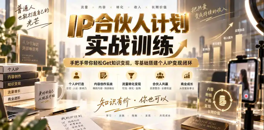 IP合伙人计划实战训练，手把手带你轻松Get知识变现，零基础搭建个人IP变现闭环(更新260908)-小创项目网