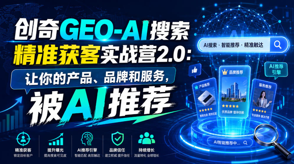 创奇GEO-AI搜索精准获客实战营2.0：让你的产品、品牌和服务，被AI推荐-小创项目网
