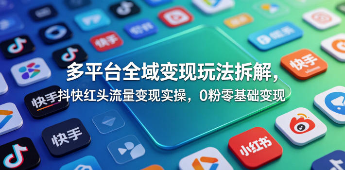 多平台全域变现玩法拆解，抖快红头流量变现实操，0粉零基础变现-小创项目网