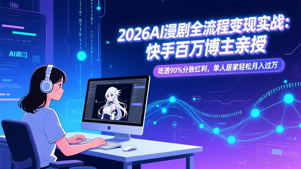 2026AI漫剧全流程变现实战：快手百万博主亲授，吃透90%分账红利，单人居家轻松月入过万-小创项目网