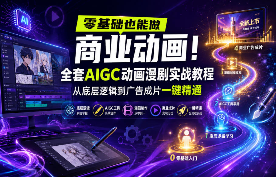 零基础也能做商业动画！全套AIGC动画漫剧实战教程，从底层逻辑到广告成片一键精通(更新0715)-小创项目网