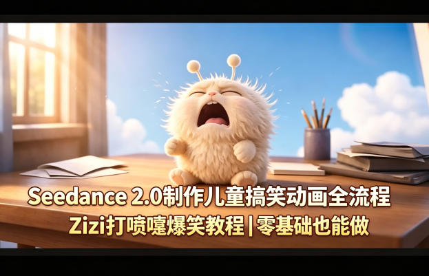 Seedance 2.0制作儿童搞笑动画全流程Zizi打喷嚏爆笑教程｜零基础也能做-小创项目网