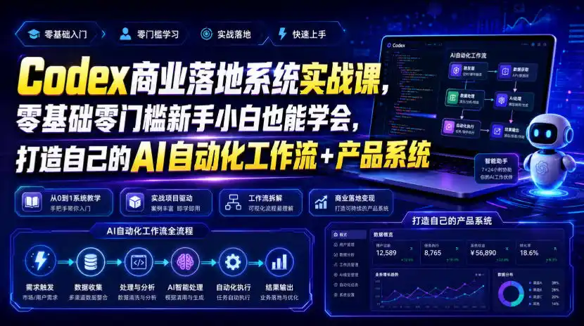 Codex商业落地系统实战课，零基础零门槛新手小白也能学会，打造自己的AI自动化工作流+产品系统(更新)-小创项目网