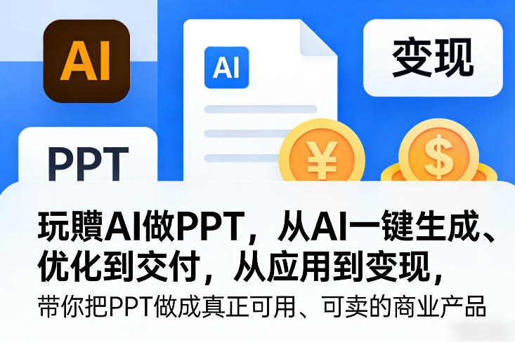 玩賺AI做PPT，从AI一键生成、优化到交付，从应用到变现，带你把PPT做成真正可用、可卖的商业产品(更新0513)-小创项目网